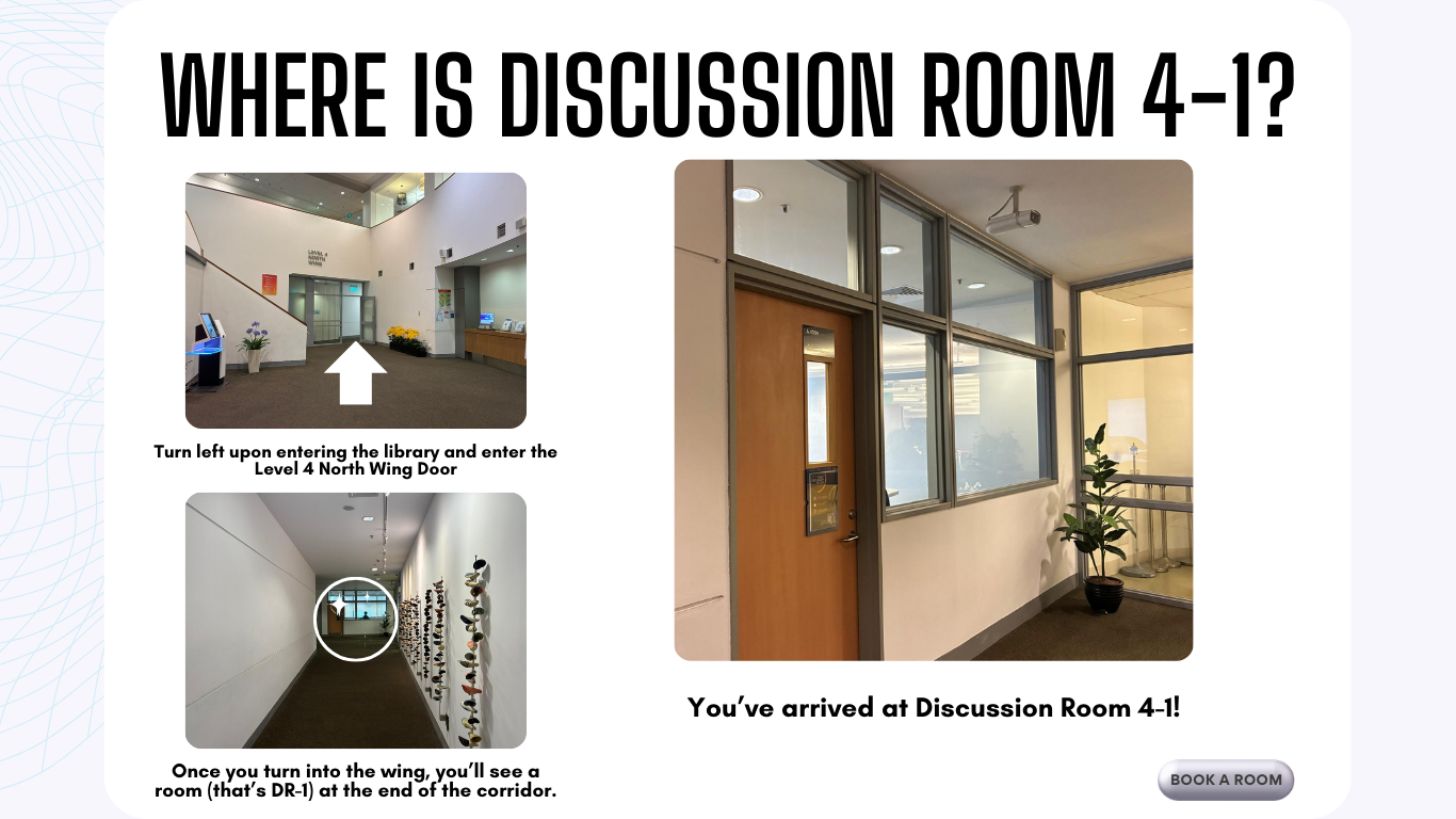 Photo directions to discussion room 4-1 (a.430h)